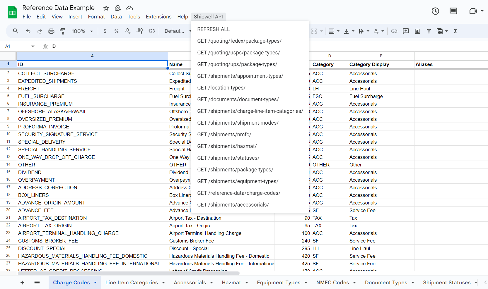 Shipwell Reference Data