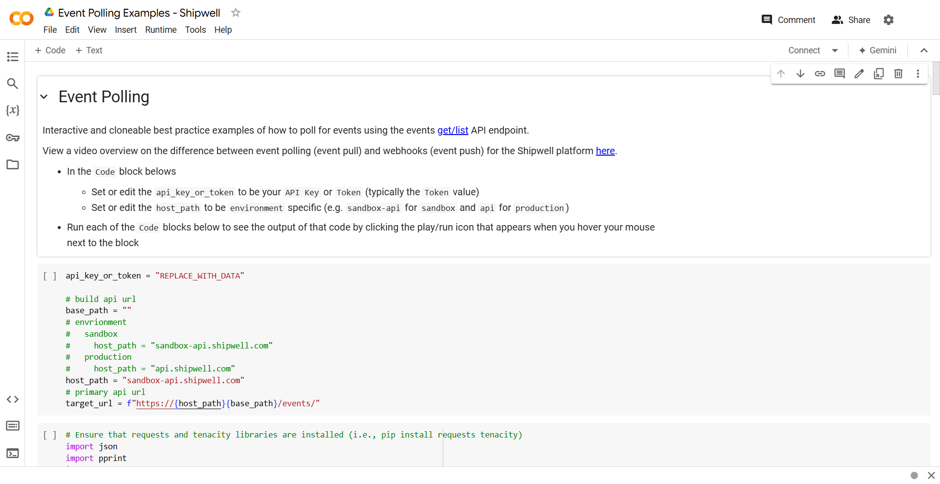 Starter Event Polling Python Notebook