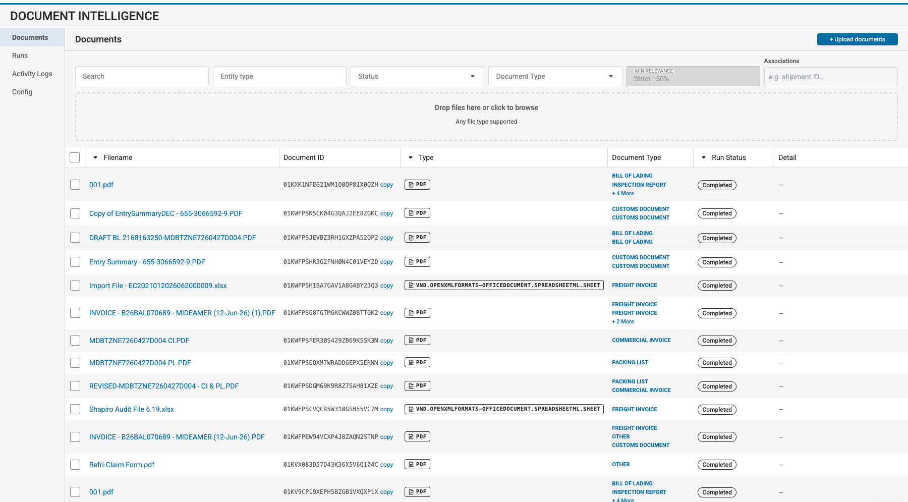 Document AI document list