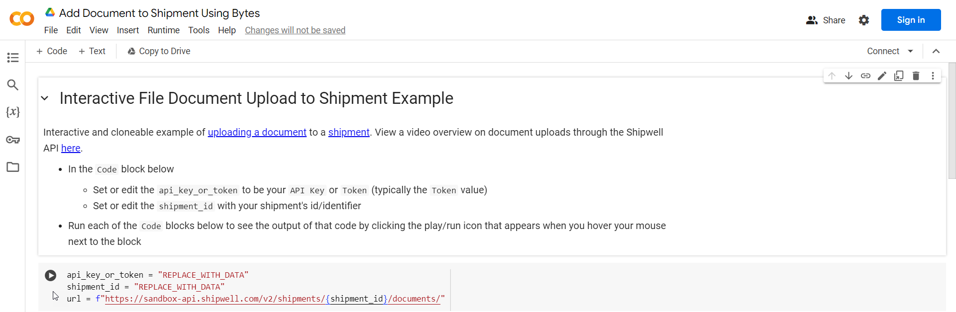 Shipment Document Upload Python Notebook