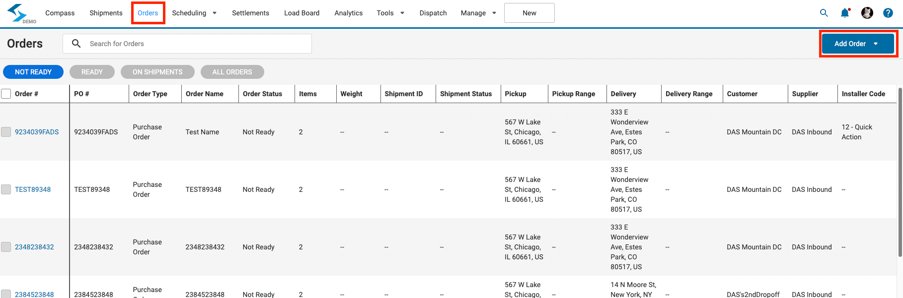 Add order navigation